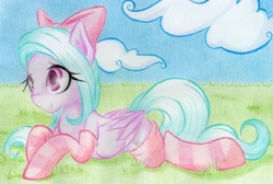 Size: 5154x3464 | Tagged: safe, artist:emberslament, flitter, pegasus, pony, clothes, cute, flitterbetes, socks, solo, striped socks, traditional art