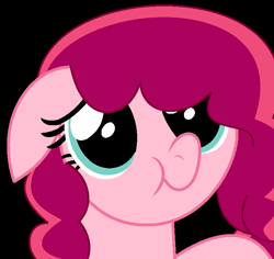 Size: 737x697 | Tagged: safe, artist:pixiepixelz, oc, oc only, oc:magenta surprise, black background, close-up, magical lesbian spawn, offspring, parent:pinkie pie, parent:sunset shimmer, parents:sunsetpie, pouting, simple background, solo