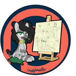 Size: 5080x5080 | Tagged: safe, artist:niggerdrawfag, oc, oc:ziggy zaggy, changeling, diamond dog, dragon, pony, zebra, mouth hold, patreon, pencil, solo