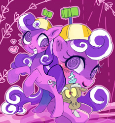 Size: 532x570 | Tagged: safe, artist:pasikon, discord, screwball, draconequus, earth pony, pony, filly, hat, propeller hat