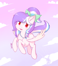 Size: 1228x1382 | Tagged: safe, artist:dsp2003, oc, oc only, oc:drawing play, pegasus, pony, 2016, cloud, female, jewelry, necklace, open mouth, sky, solo, whoops