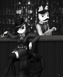 Size: 1080x1316 | Tagged: safe, artist:shamziwhite, rarity, anthro, sparkle's seven, bar, bartender, canon, clothes, coat, detective, detective rarity, female, juice jackie, noir, unnamed pony