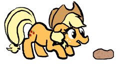 Size: 556x285 | Tagged: safe, artist:hattsy, applejack, earth pony, pony, cowboy hat, eyes on the prize, hat, potato, solo, stetson