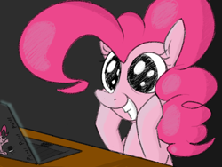 Size: 800x600 | Tagged: safe, artist:hattsy, pinkie pie, earth pony, pony, computer, female, laptop computer, mare, smiling, solo