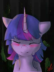 Size: 778x1024 | Tagged: artist needed, source needed, safe, derpibooru import, twilight sparkle, unicorn twilight, pony, unicorn, blushing, female, mare, solo, teary eyes