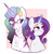 Size: 675x686 | Tagged: safe, artist:lulubell, derpibooru import, princess celestia, rarity, alicorn, pony, unicorn, alternate universe, blushing, champion au, eye scar, fanfic in the description, female, flower, flower in hair, lesbian, magic, magic aura, mare, rarilestia, scar, shipping, telekinesis