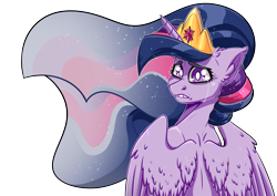Size: 3508x2480 | Tagged: safe, artist:lrusu, derpibooru import, princess twilight 2.0, twilight sparkle, twilight sparkle (alicorn), alicorn, pony, the last problem, crown, crying, ear fluff, female, jewelry, looking at you, looking back, looking back at you, mare, regalia, sad, simple background, teary eyes, transparent background