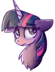 Size: 410x540 | Tagged: safe, artist:sugar morning, derpibooru import, twilight sparkle, pony, bust, chest fluff, cute, eye clipping through hair, eyebrows visible through hair, female, floppy ears, mare, portrait, sad, sadorable, simple background, solo, twiabetes, white background