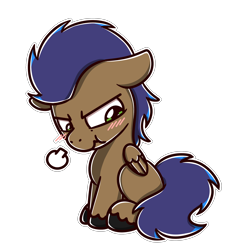 Size: 2048x2048 | Tagged: safe, artist:sugar morning, derpibooru import, oc, oc only, pegasus, angry, blushing, chibi, looking down, male, simple background, sitting, stallion, transparent background