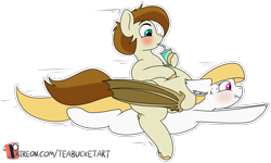Size: 1503x901 | Tagged: safe, artist:teabucket, oc, oc only, oc:cream, oc:eventide, bat pony, earth pony, pony, bat pony oc, bat wings, belly, bhm, chubby, drinking, drinking straw, fat, female, flying, male, mare, patreon, patreon logo, simple background, stallion, transparent background, wings