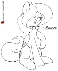 Size: 835x1028 | Tagged: safe, artist:teabucket, oc, oc only, oc:wind shear, pegasus, pony, black and white, female, grayscale, mare, monochrome, patreon, patreon logo, pegasus oc, poggers, solo, wings