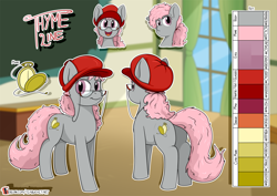 Size: 1910x1351 | Tagged: safe, artist:teabucket, oc, oc only, oc:thyme line, earth pony, pony, female, glasses, hat, mare, patreon, patreon logo, reference sheet