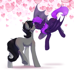 Size: 3000x2888 | Tagged: safe, artist:djkaskan, derpibooru import, oc, bat pony, earth pony, heart, kissing, love