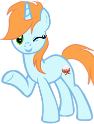 Size: 544x720 | Tagged: safe, artist:applerougi, derpibooru import, oc, oc:sunny, pony, unicorn, base used, female, mare, one eye closed, simple background, solo, transparent background, wink