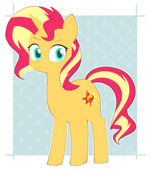 Size: 1053x1200 | Tagged: safe, artist:ch-chau, derpibooru import, sunset shimmer, pony, unicorn, abstract background, cute, female, mare, shimmerbetes, solo