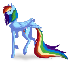 Size: 2076x1853 | Tagged: safe, artist:spirit-1, derpibooru import, rainbow dash, pegasus, pony, simple background, solo, tail feathers, transparent background