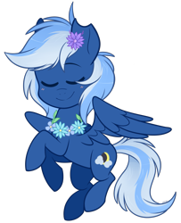 Size: 1621x2000 | Tagged: safe, artist:higglytownhero, derpibooru import, oc, oc only, oc:lunacy, pegasus, flower, flower in hair, flower necklace, simple background, solo, transparent background, ych result