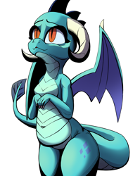 Size: 4299x5400 | Tagged: safe, artist:ahobobo, princess ember, dragon, cute, dragoness, emberbetes, female, simple background, solo, white background