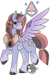 Size: 1280x1879 | Tagged: safe, artist:technowriter15, derpibooru import, oc, oc only, alicorn, pony, coat markings, cutie mark, female, mare, offspring, parent:rockhoof, parent:twilight sparkle, parents:rocklight, simple background, solo, spread wings, transparent background, unshorn fetlocks, wings