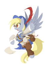 Size: 750x1200 | Tagged: safe, artist:l8lhh8086, derpy hooves, pegasus, pony, clothes, female, hat, letter, mailbag, mare, musketeer, paper, scroll, simple background, solo, transparent background