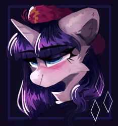 Size: 2816x3004 | Tagged: safe, artist:dino_horse, artist:dinohrs, derpibooru import, rarity, pony, unicorn, beatnik rarity, beret, black background, clothes, cutie mark, hat, simple background, solo, sweater