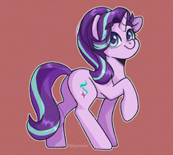 Size: 1024x920 | Tagged: safe, artist:cottonsweets, derpibooru import, starlight glimmer, pony, unicorn, cute, eye clipping through hair, glimmerbetes, looking at you, red background, simple background, solo