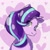 Size: 1024x1024 | Tagged: safe, artist:starlight_2893, derpibooru import, starlight glimmer, pony, unicorn, abstract background, cheek fluff, chest fluff, cute, exclamation point, glimmerbetes, heart, heart background, looking at you, looking back, looking sideways, pink background, simple background, smiling, smiling at you, solo