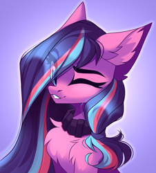 Size: 2100x2324 | Tagged: safe, artist:airiniblock, derpibooru import, oc, oc:serenity pond, earth pony, pony, chest fluff, collar, commission, eye clipping through hair, female, mare, one eye closed, rcf community, solo, wink