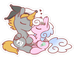 Size: 1280x1024 | Tagged: safe, artist:sugar morning, oc, oc only, oc:haiky haiku, oc:jumping jack, bat pony, pegasus, pony, bat pony oc, chibi, couple, cute, female, heart, kissing, love, male, mare, simple background, sitting, stallion, transparent background