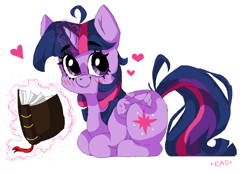 Size: 1374x955 | Tagged: safe, artist:madkadd, derpibooru import, twilight sparkle, twilight sparkle (alicorn), alicorn, pony, blushing, book, cute, cutie mark, female, glowing horn, heart, horn, looking at you, magic, mare, ms paint, ponyloaf, simple background, smiling, solo, telekinesis, twiabetes, white background