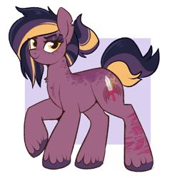 Size: 650x675 | Tagged: safe, artist:lulubell, derpibooru import, oc, oc only, oc:cadent cut, earth pony, dragon slayer, solo