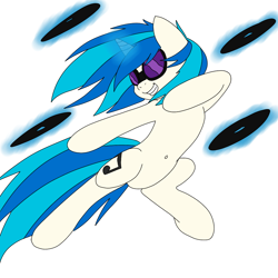 Size: 1024x1024 | Tagged: safe, artist:artponie, derpibooru import, dj pon-3, vinyl scratch, pony, unicorn, fighting is magic, epic, female, mare, pose, record, simple background, solo, white background