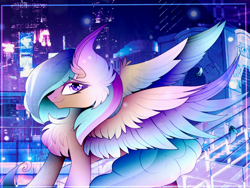 Size: 1280x960 | Tagged: safe, artist:zephyrrcue, derpibooru import, oc, oc:mango foalix, pegasus, pony, city, colorful, cute, wings