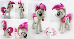 Size: 2247x1197 | Tagged: safe, artist:dixierarity, derpibooru import, roseluck, commission, flower, handmade, pink, plushie, rose