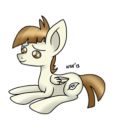 Size: 1834x2000 | Tagged: safe, artist:novaspark, featherweight, pegasus, pony, colt, looking down, male, prone, simple background, smiling, solo, transparent background, wings