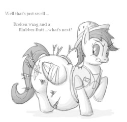 Size: 610x589 | Tagged: safe, artist:secretgoombaman12345, daring do, pegasus, pony, daring dollop, darts, fat, inflation, solo