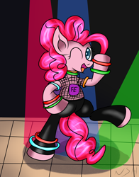 Size: 2546x3241 | Tagged: safe, artist:novaspark, pinkie pie, earth pony, pony, female, mare, pink coat, pink mane, rave, solo