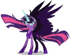 Size: 4000x3127 | Tagged: safe, artist:orin331, derpibooru import, midnight sparkle, sci-twi, twilight sparkle, twilight sparkle (alicorn), alicorn, pony, equestria girls, absurd resolution, equestria girls ponified, female, horn, nightmarified, ponified, princess midnight, simple background, smiling, solo, transparent background, wings