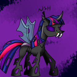 Size: 894x894 | Tagged: safe, artist:novaspark, twilight sparkle, changeling, changelingified, solo