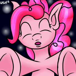 Size: 894x894 | Tagged: safe, artist:novaspark, pinkie pie, earth pony, pony, female, kissing the screen, mare, pink coat, pink mane, solo