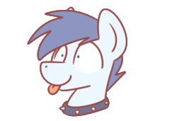 Size: 1500x1024 | Tagged: safe, artist:sugar morning, oc, oc only, oc:slipstream, dog pony, pegasus, pony, alter ego, animated, behaving like a dog, boofy, bust, collar, gif, male, portrait, simple background, sneezing, solo, spiked collar, stallion, tongue out, transparent background