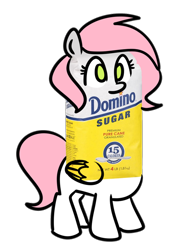 Size: 1464x1912 | Tagged: safe, artist:sugar morning, oc, oc only, oc:sugar morning, object pony, original species, pegasus, pony, bag, chibi, female, food, mare, not salmon, ponified, simple background, smiling, solo, standing, sugar (food), sugar bag, transparent background, wat