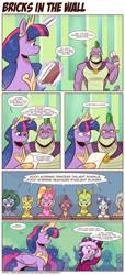 Size: 1400x3058 | Tagged: safe, artist:saturdaymorningproj, derpibooru import, luster dawn, princess twilight 2.0, spike, starlight glimmer, twilight sparkle, twilight sparkle (alicorn), alicorn, changedling, changeling, dragon, griffon, pony, unicorn, the last problem, brainwashing, comic, female, fiducia compellia, gigachad spike, grin, headmare starlight, male, mare, mind control, older, older spike, older starlight glimmer, smiling, speech bubble, this will end in tears and/or a journey to the moon, twilight is not amused, unamused, winged spike