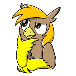 Size: 2048x2048 | Tagged: safe, artist:sugar morning, oc, oc only, oc:pad, griffon, emoji, griffon oc, reaction image, simple background, thinking, thinking emoji, transparent background