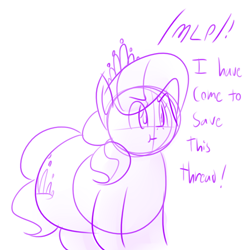 Size: 650x650 | Tagged: safe, artist:secretgoombaman12345, diamond tiara, /mlp/, chubby, sketch, solo