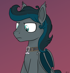 Size: 700x725 | Tagged: safe, artist:flyingsaucer, derpibooru import, oc, oc:flying saucer, bat pony, collar, male, solo, stallion