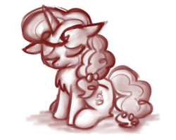 Size: 2560x2048 | Tagged: safe, artist:sugar morning, sugar belle, pony, unicorn, chest fluff, crying, doodle, eyes closed, monochrome, sad, simple background, sitting, sketch, solo, vent art, white background