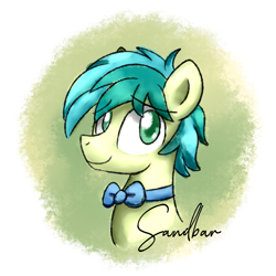 Size: 2067x2067 | Tagged: safe, artist:sugar morning, sandbar, earth pony, pony, she's all yak, bowtie, bust, doodle, portrait, simple background, sketch, solo