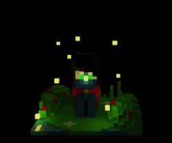 Size: 960x800 | Tagged: safe, artist:sugar morning, oc, oc only, oc:bizarre song, firefly (insect), pegasus, pony, 3d, animated, cape, clothes, gif, jewelry, magicavoxel, male, necklace, riverbank, solo, stallion, standing, turntable, voxel art