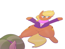 Size: 1700x1300 | Tagged: safe, artist:secretgoombaman12345, chickadee, ms. harshwhinny, ms. peachbottom, belly button, fat, flattened, wide hips